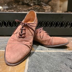A Testoni Warm-Tone Light Brown Lace Up Leather Suede Oxford Shoes Size 8